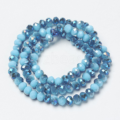 Electroplate Opaque Solid Color Glass Beads Strands X-EGLA-A034-P8mm-I13-1