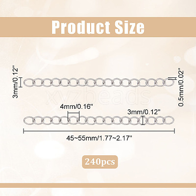 240Pcs 304 Stainless Steel Chain Extender STAS-ME0003-79-1