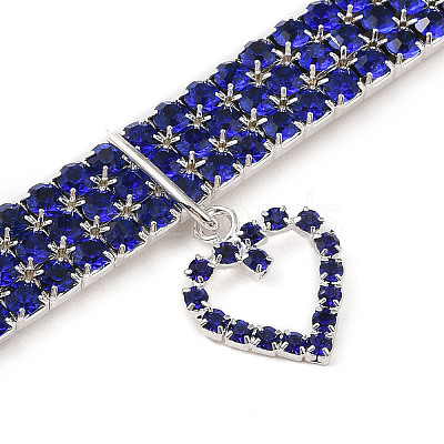 Adjustable 3-Row Iron Rhinestone Cup Chain Pet Collars LS-AJEW-A054-01B-1