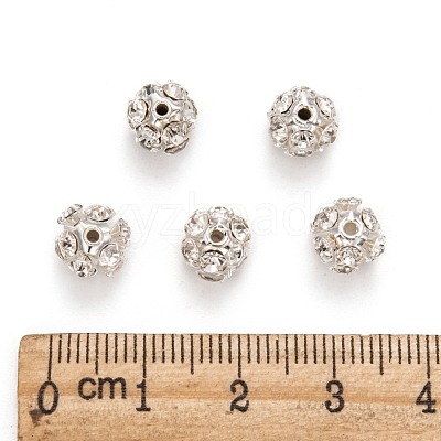 Brass Clear Rhinestone Beads RB-A017-8mm-S-1