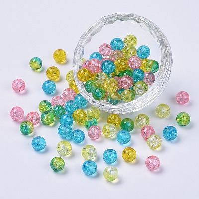 5 Colors Spray Painted & Baking Paint Crackle Glass Beads CCG-X0010-09-8mm-1