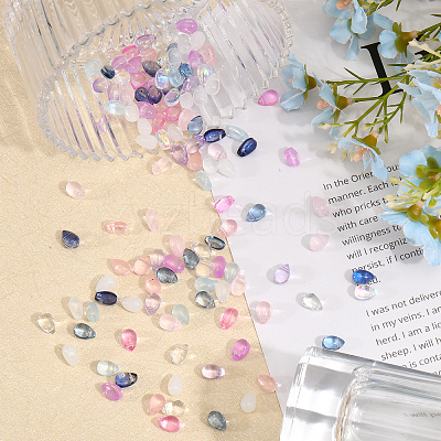 168pcs 12 Colors Transparent Handmade Lampwork Charms LAMP-CA0001-11-1