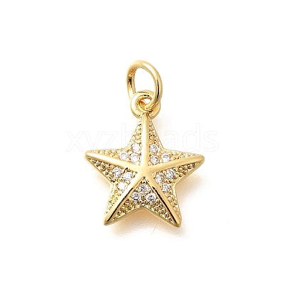 Brass Micro Pave Clear Cubic Zirconia Pendants KK-Q040-01H-G-1