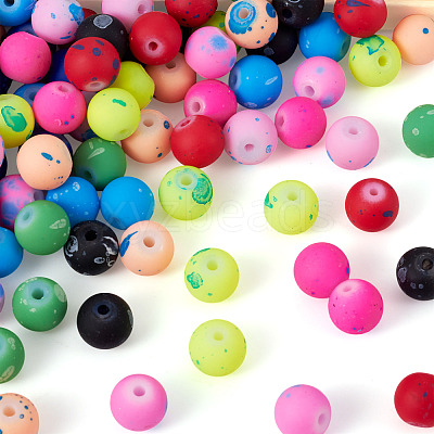 200Pcs 10 Colors Forsted Glass Beads GLAA-TA0003-28-1