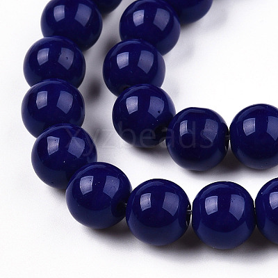 Opaque Solid Color Glass Beads Strands GLAA-T032-P10mm-03-1