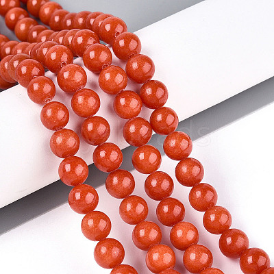 Dyed Natural Mashan Jade Round Beads Strands G-T139-8mm-67C-1
