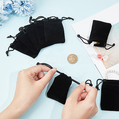 25Pcs Rectangle Velvet Drawstring Pouches TP-BBC0001-04B-03-1