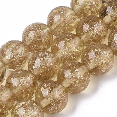 Handmade Gold Sand Lampwork Beads Strands LAMP-T007-06I-1