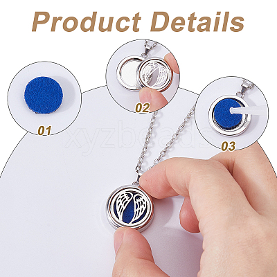 2 Sets Alloy Hollow Essential Oil Diffuser Perfume Locket Pendant 304 Stainless Steel Chain Necklaces NJEW-HS0001-22D-1