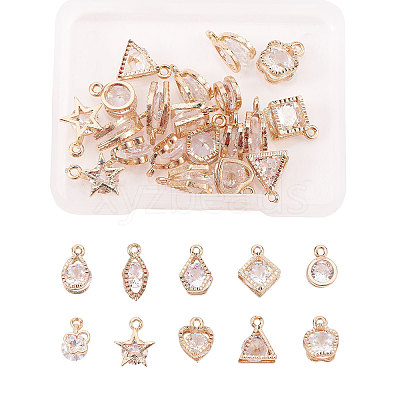 Alloy Cubic Zirconia Charms ZIRC-CJ0001-02LG-1
