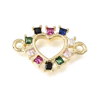 Brass Pave Cubic Zirconia Connector Charms KK-E802-15G-A-1