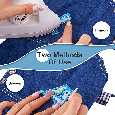 2 Sets Polyester Embroider Self-adhesion Thread Iron on/Sew On Patches PATC-TA0001-54A-1