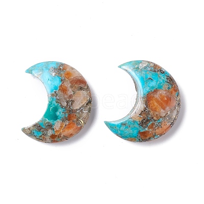 Assembled Natural Orange Quartz & Synthetic Turquoise Cabochons G-K317-B01-1