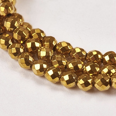 Electroplate Non-magnetic Synthetic Hematite Beads Strands X-G-J169B-3mm-04-1