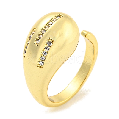 Brass Micro Pave Clear Cubic Zirconia Open Cuff Ring for Women RJEW-M173-02B-G-1