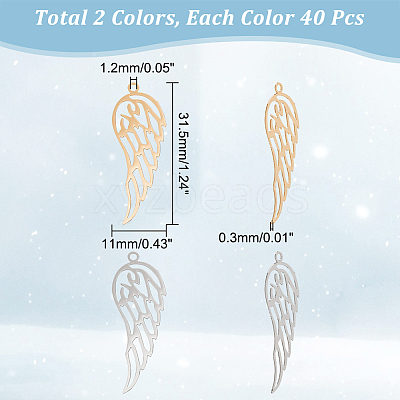 80Pcs 2 Colors Brass Pendants KK-DC0002-09-1