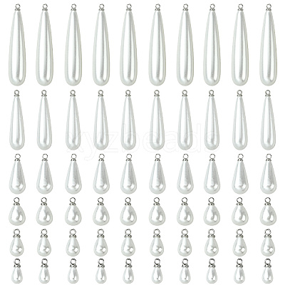 96Pcs 6 Styles ABS Plastic Imitation Pearl Pendants KY-SC0002-33P-1