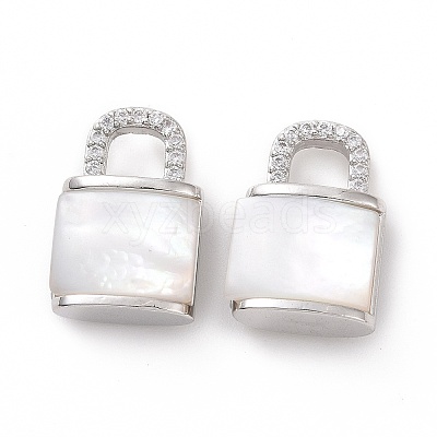 Brass Micro Pave Clear Cubic Zirconia Pendants KK-E068-VC467-1