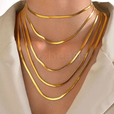 304 Stainless Steel Snake Chain Necklaces for Women WG80FEF-10-1
