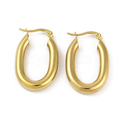 PVD Vacuum Plating 201 Stainless Steel Oval Hoop Earrings for Women EJEW-F345-19G-1
