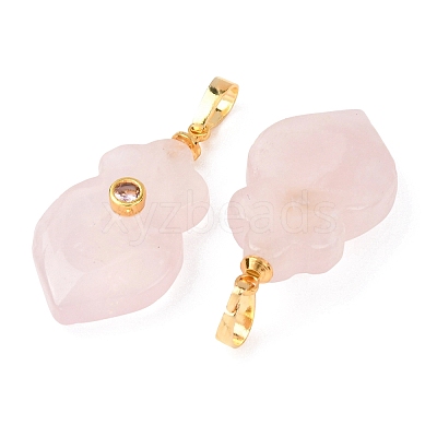 Natural Rose Quartz Pendants G-P628-05G-05-1