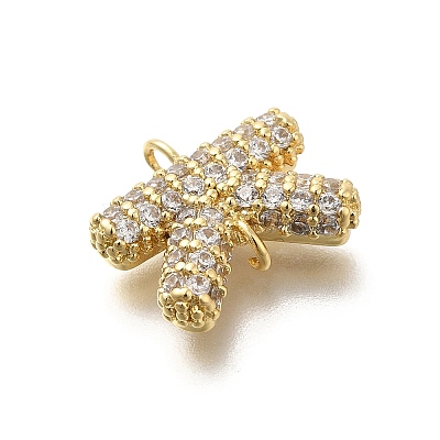 Brass Micro Pave Cubic Zirconia Letter Links KK-I717-04K-1