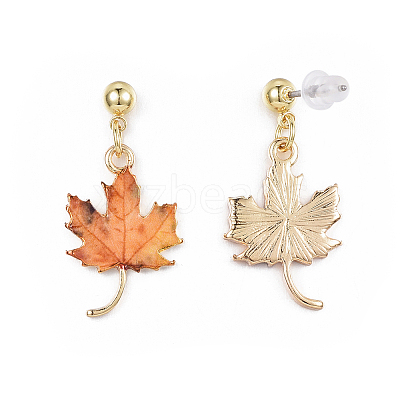 Autumn Theme Alloy Dangle Stud Earrings X-EJEW-G148-24G-02-1