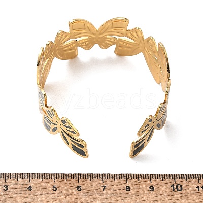 304 Stainless Steel Enamel Cuff Bangles for Women SA-CBAFD7D-01G-1