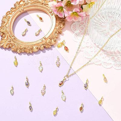 10Pcs 5 Colors Horse Eye Brass Micro Pave Cubic Zirconia Charms KK-FS0002-13B-1