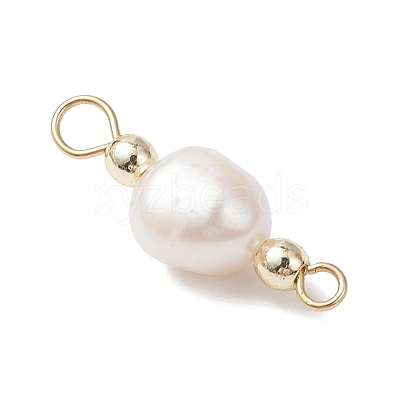 Natural Freshwater Pearl with Synthetic Non-magnetic Hematite Potato Connector Charms PALLOY-JF04713-1