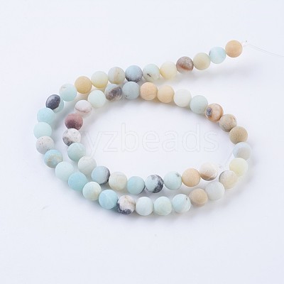 Frosted Natural Flower Amazonite Round Bead Strands X-G-E334-4mm-09-1