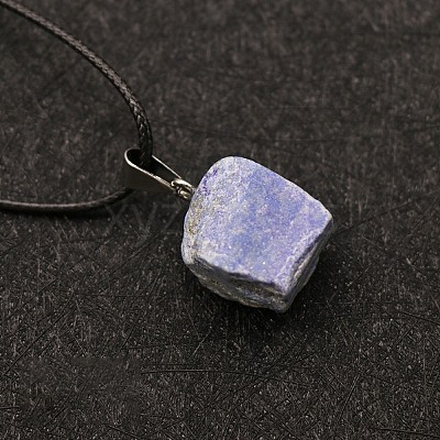 Natural Lapis Lazuli Raw Rough Nuggets Pendant Necklace FS-WG50F2C-10-1