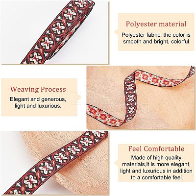 Ethnic Style Polyester Ribbons OCOR-WH0074-30-1