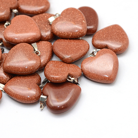 Heart Synthetic Goldstone Pendants X-G-Q438-13-1