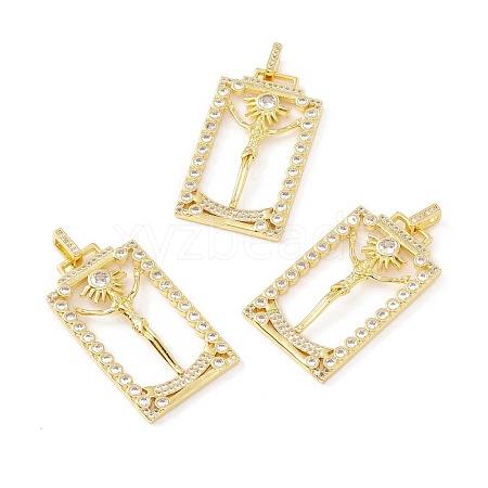 Rack Plating Brass Micro Pave Clear Cubic Zirconia Pendants ZIRC-I058-23G-1