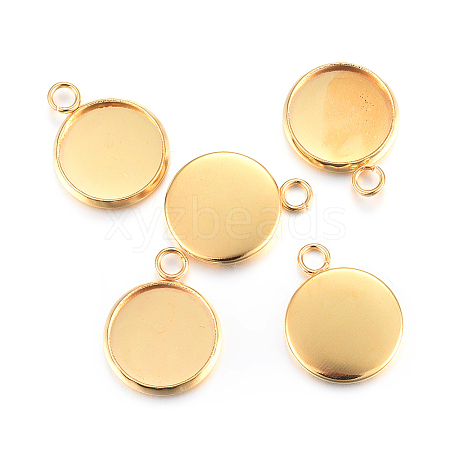 Rack Plating 304 Stainless Steel Pendant Cabochon Settings LS-X-STAS-F191-14G-C-1