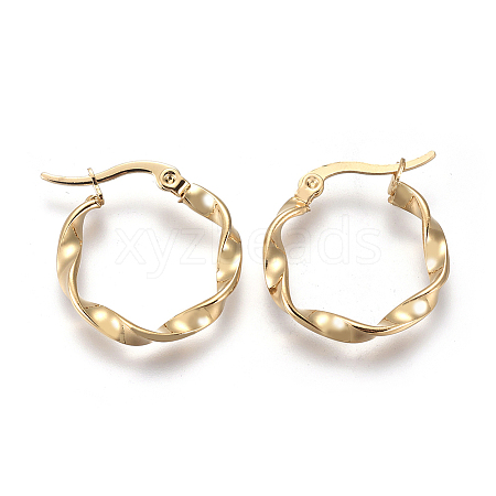 201 Stainless Steel Hoop Earrings X-EJEW-A054-05C-G-1