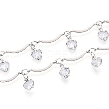 Brass Glass Scalloped Bar Chains CHC-T018-08P-1