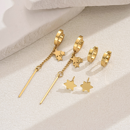 Stainless Steel Star Earring Sets YA2186-2-1