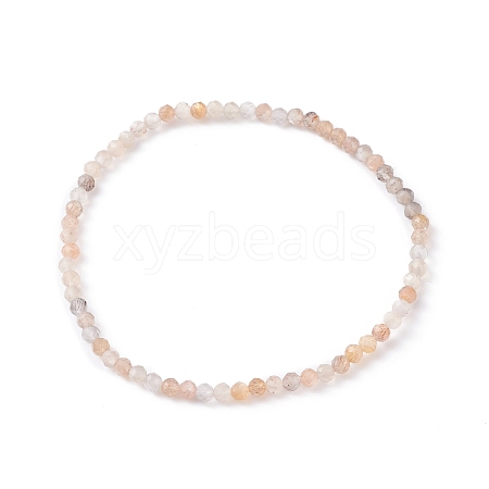 3mm Natural Moonstone Beads Stretch Bracelet for Girl Women BJEW-JB07284-02-1