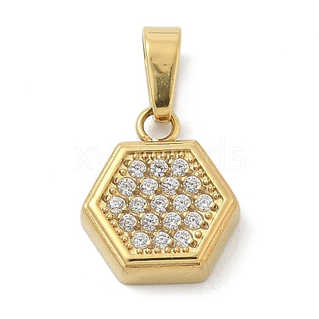 Ion Plating(IP) 304 Stainless Steel Micro Pave Cubic Zirconia Pendants STAS-Z107-02G-05-1