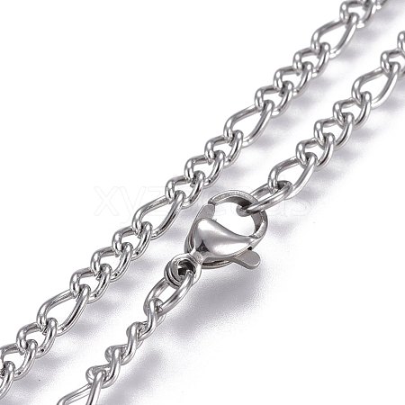 Non-Tarnish 304 Stainless Steel Figaro Chain Necklaces STAS-L221-28P-1