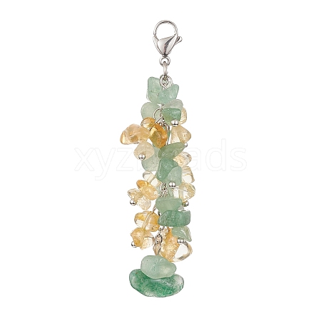 Natural Green Aventurine & Citrine Chip Beaded Pendant Decorations HJEW-JM01234-05-1