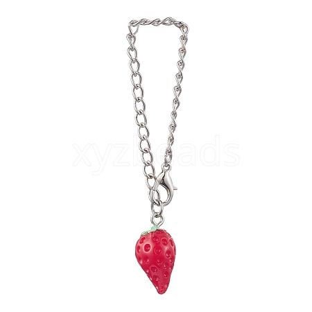 Strawberry Opaque Resin Pendants Decorations HJEW-JM01864-01-1