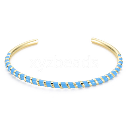 Twisted Brass Enamel Cuff Bangle BJEW-T020-02E-NF-1