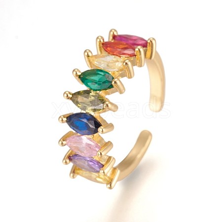 Brass Cubic Zirconia Finger Rings RJEW-P077-14G-1