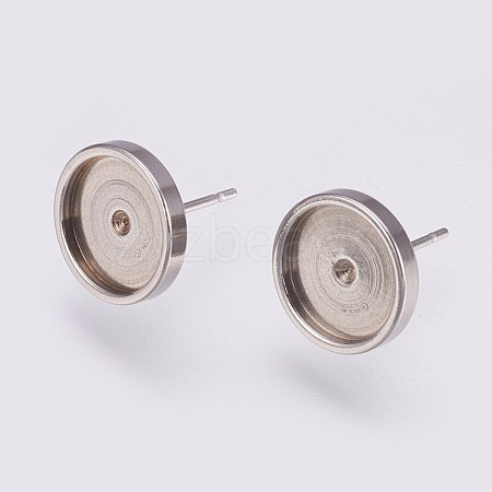 201 Stainless Steel Stud Earring Settings X-STAS-I088-F-01P-1