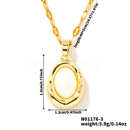 Elegant Oval Brass Pendant Necklaces SC8993-3-1