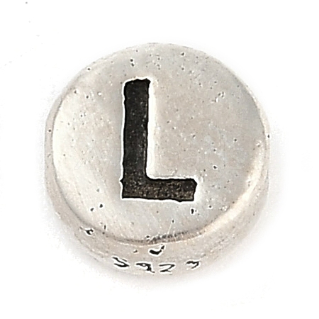 925 Sterling Silver Flat Round with Letter Beads LS-STER-G044-01AS-L-1