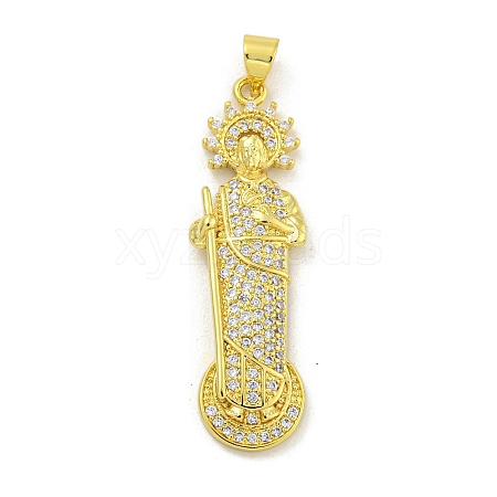 Priest Rack Plating Brass Micro Pave Cubic Zirconia Pendants KK-G513-88G-1